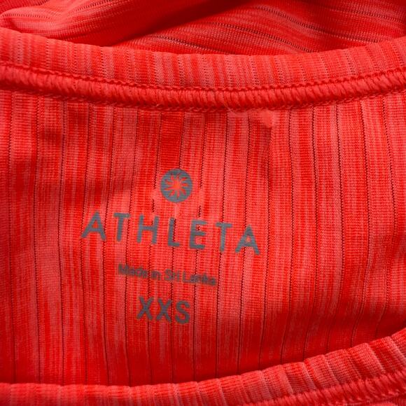 Athleta Shadow Stripe Short Sleeve Shirt Neon Orange Active Size XXS - Picture 7 of 7